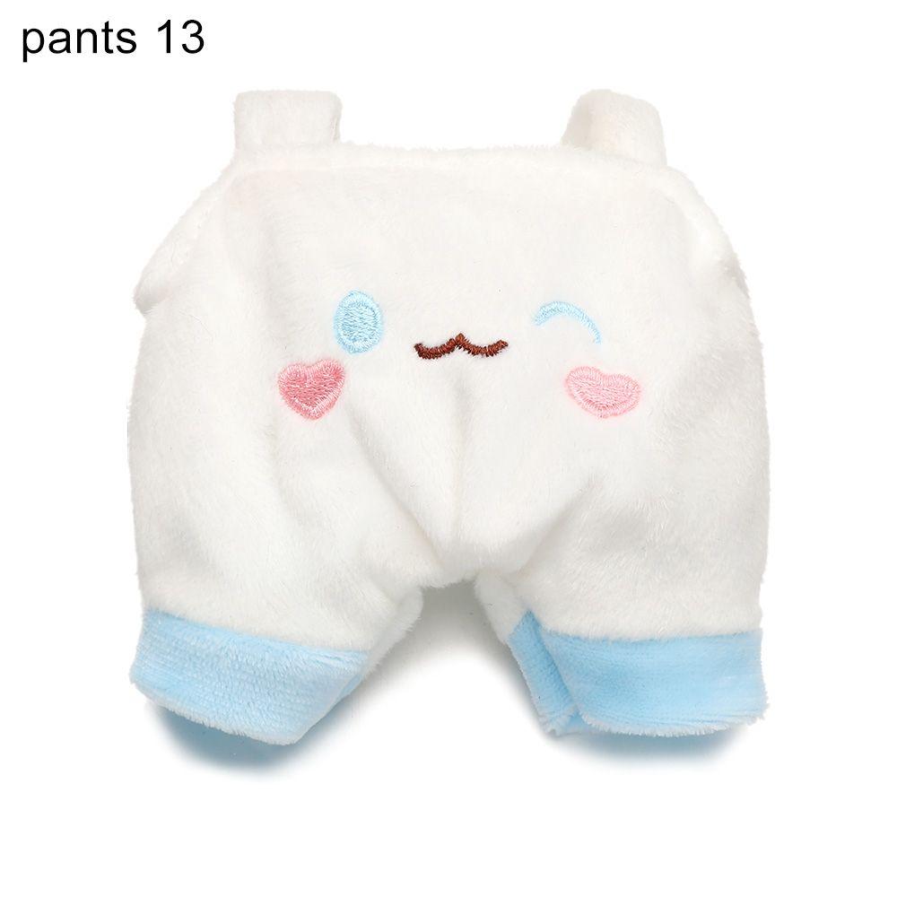 Animal Pattern Cotton Stuffed Dolls Knited Hat Mini Overalls Plush Suspender Pants Doll Clothes