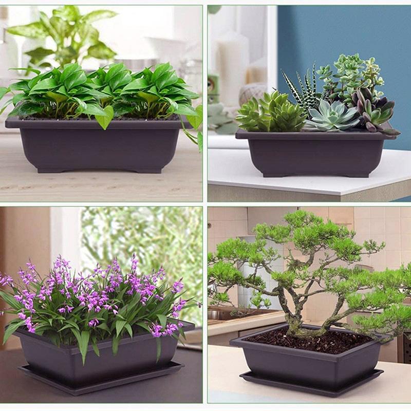1Pc Plastic Flower Pot Balcony Square Flower Pot Flower Bonsai Bowl Nursery Pot Flower Pot Imitation Rectangle Nursery Basin