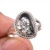 Natural Black Rutile Gemstone 925 Solid Sterling Silver Jewelry Ring Size 6 R4B29