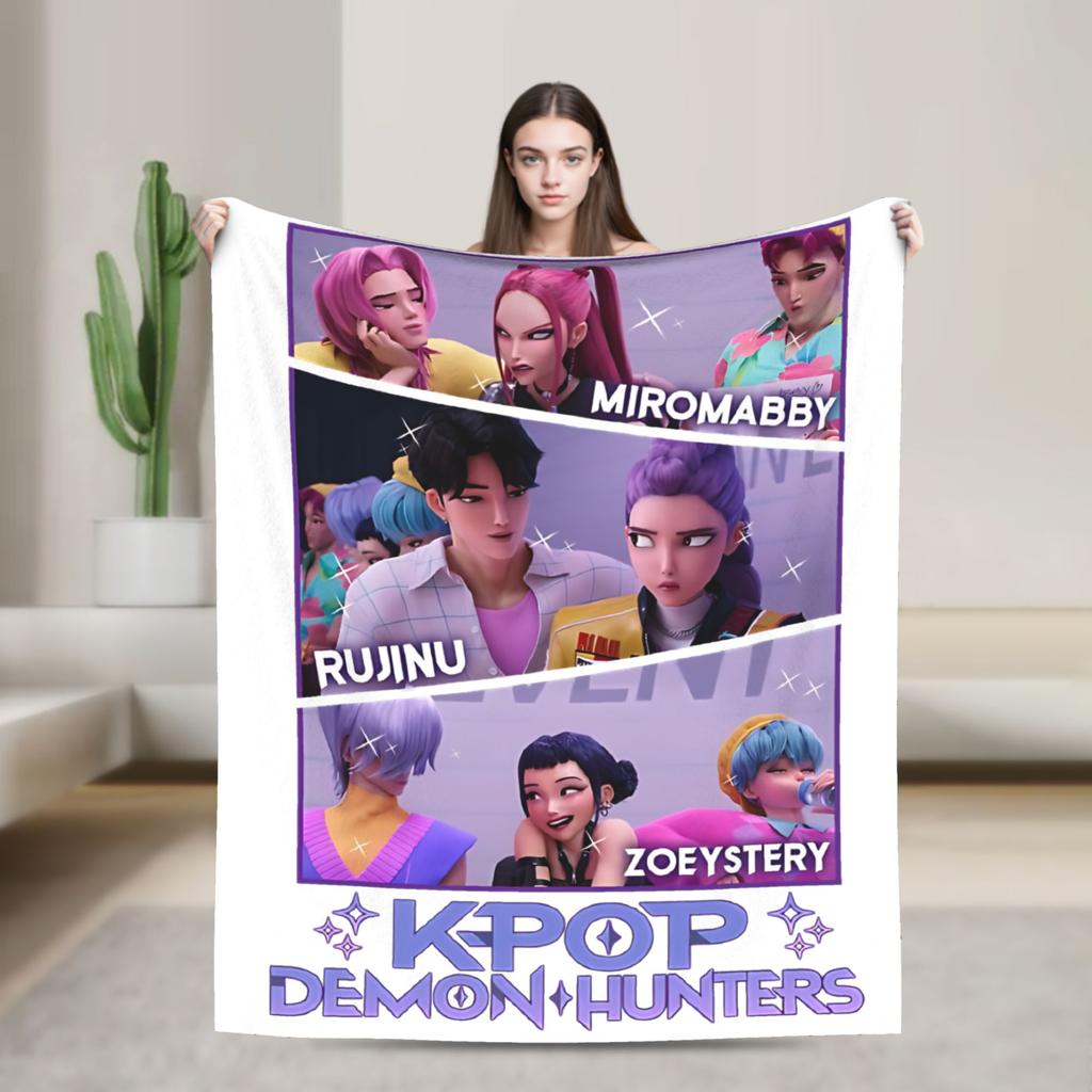 K-pop Охотники на демонов Huntrix Одеяло Фланелевое Смешное Дышащее Плед для домашнего текстильного декора