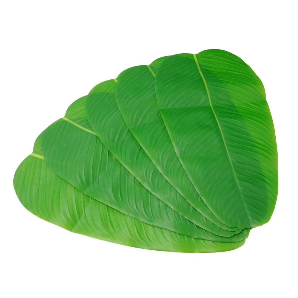 Tropical Artificial Banana Leaf Place Mats Large Drink Cup Coasters Fruits Plate Table Decoration