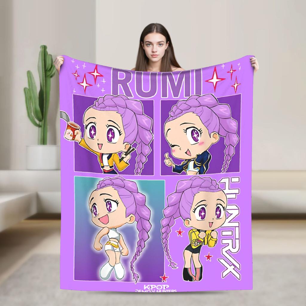 Huntrix HUNTRX Rumi Kpop Demon Hunters Blankets Пушистый, потрясающий, теплый плед для дома на зиму