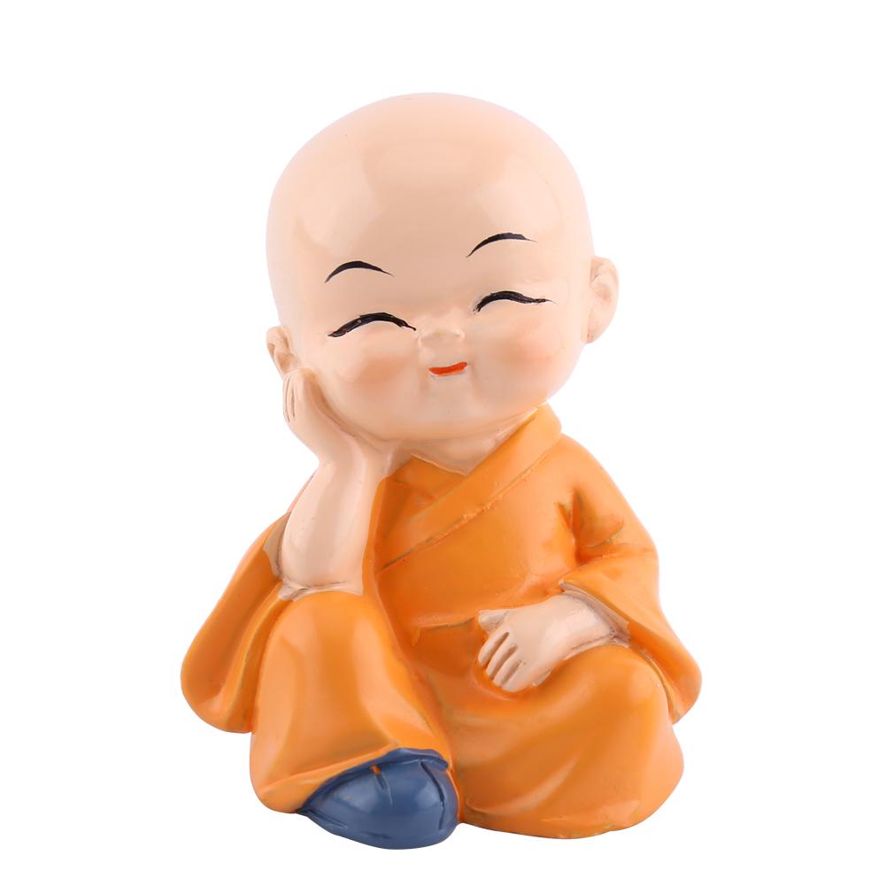 Baby Buddha Statuette, 4 Pieces, Little Monks Buddha Figurines, Cute Kungfu Monk, Car Interior Decoration, Resin Crafts, Wall Shelf,