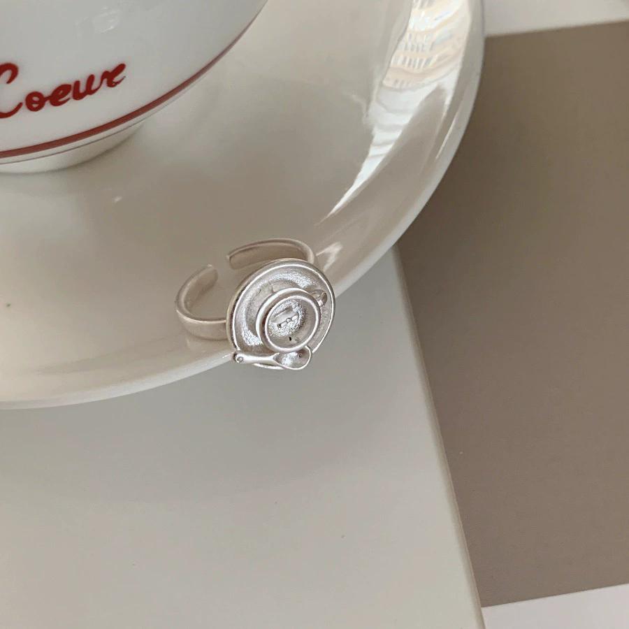 Geometry Round Ball Coffee Cup Spoon Adjustable Opening Rings For Women Fashion New Jewelry Gift Party Daily anillos