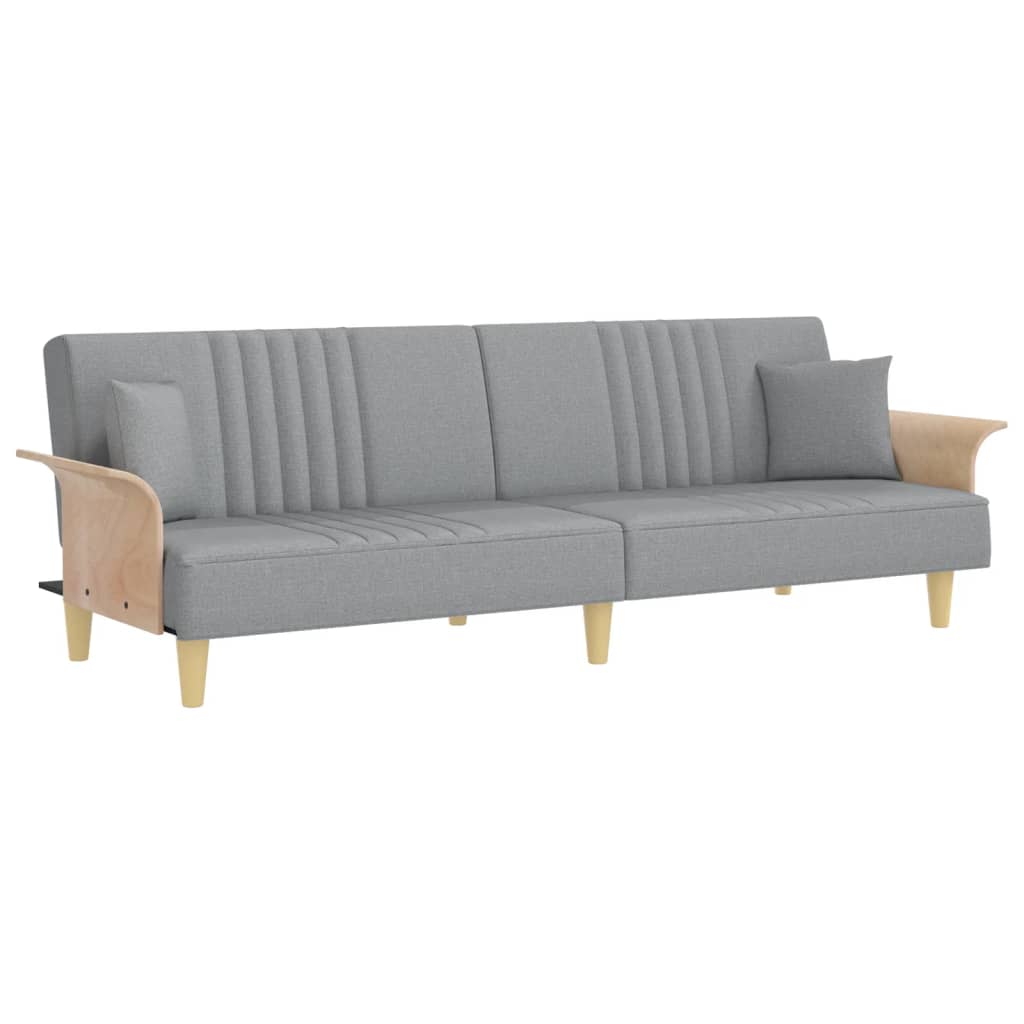 Sleeper Sofa with Armrests Light Grey Fabric