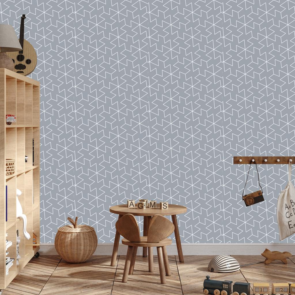 Wallpaper Geometric Pattern Gray and Light Gray 50x1000