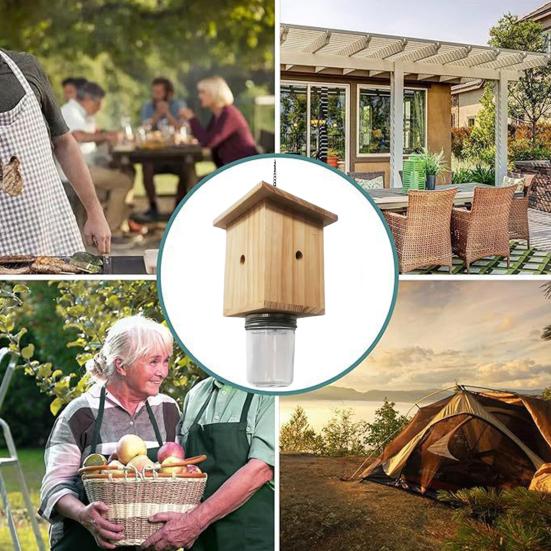 Деревянная ловушка для пчел в форме куба, не требующая особого ухода, с бутылкой