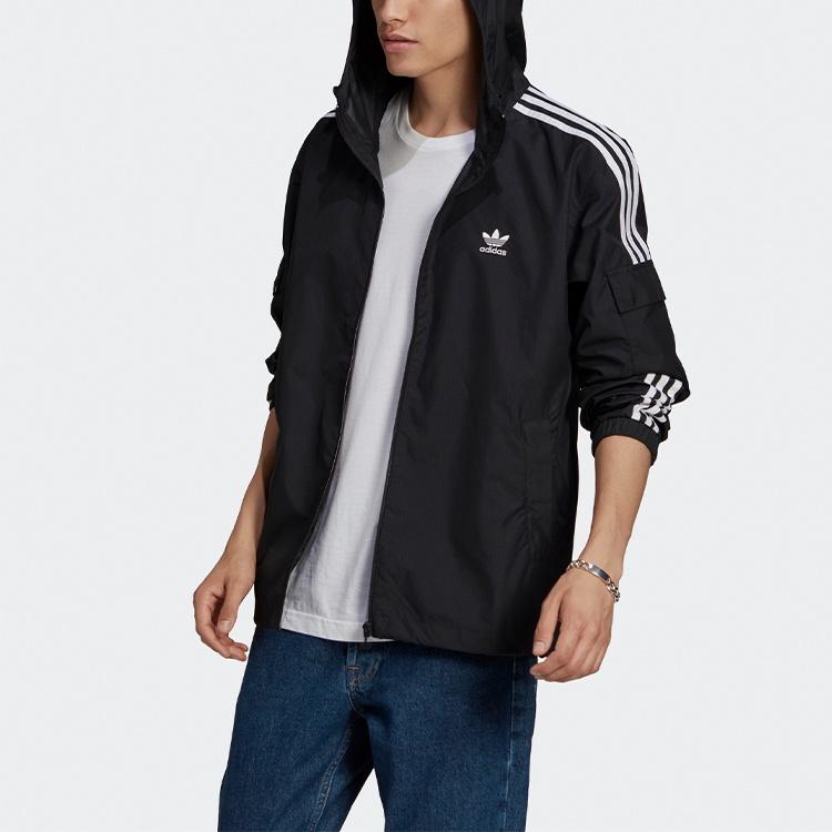 adidas Оригинальная куртка-худи с 3 полосками Wb Fz для мужчин Черная Мужская GN3475