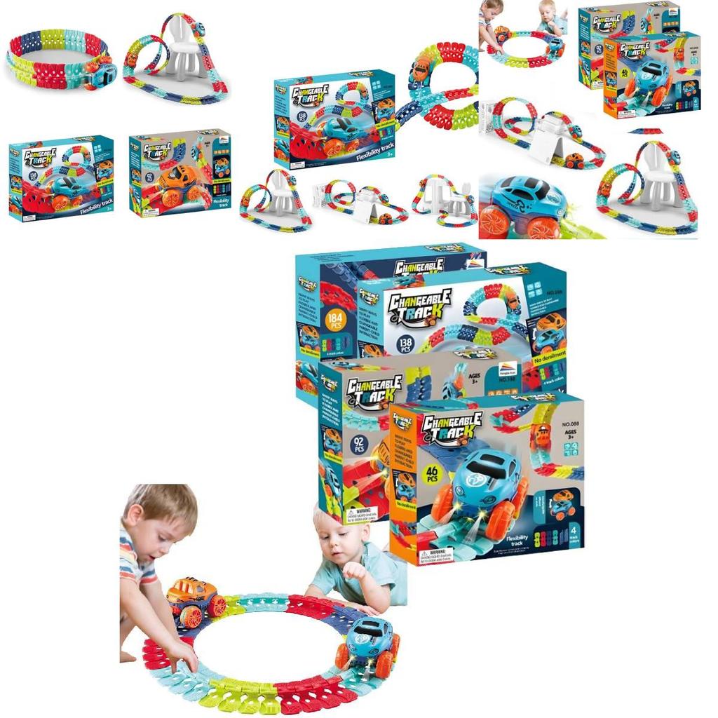 Захватывающий электрический трек для американских горок, бросающий вызов гравитации, с красочными огнями и магнитными элементами