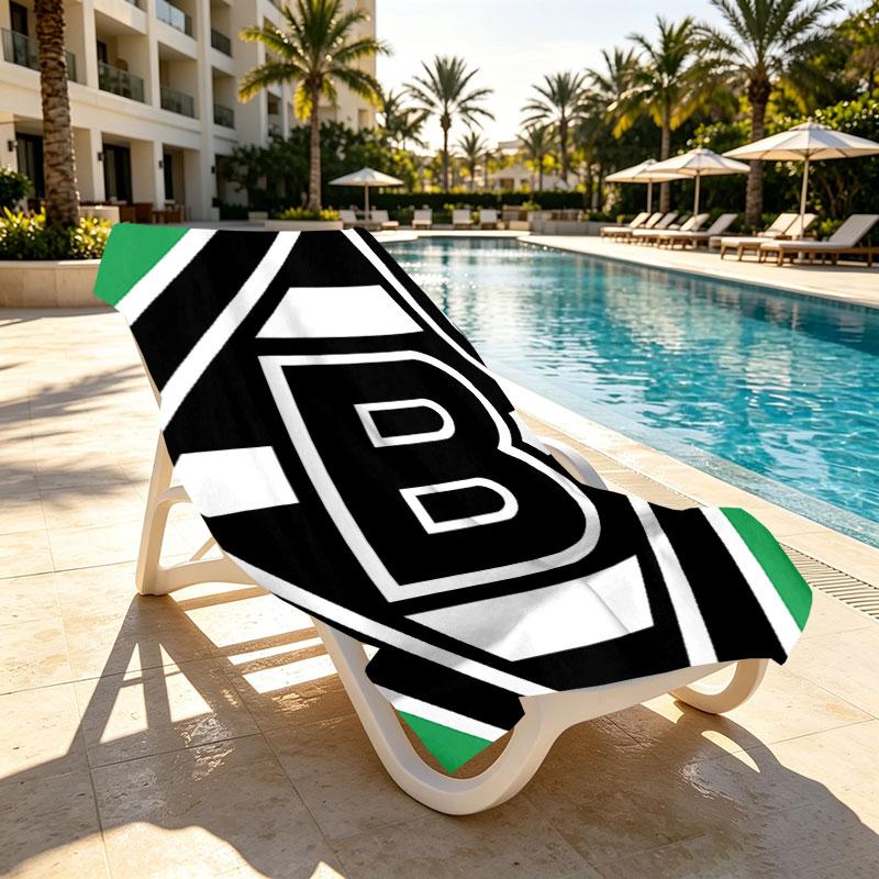 Borussia Monchengladbach Print Beach Towel Design, Soft, Lightweight. for Home Bathroom, Spa, Pool, Yoga, Surfing, Camping, Gift for Family, Friend
