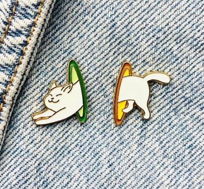 Новая эмалированная булавка с забавными кошками, волшебный трюк, металлическая вилка, подарок на день рождения, 2 шт.