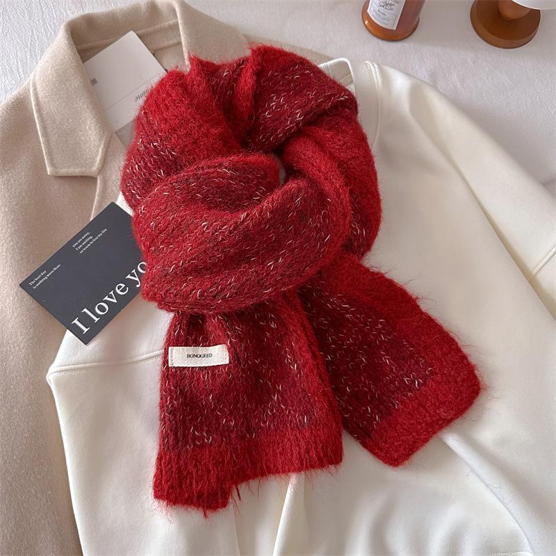 Beige Scarf Autumn and Winter Women's Plush Atmosphere Shawl with Dual-purpose Warm Neck Protection