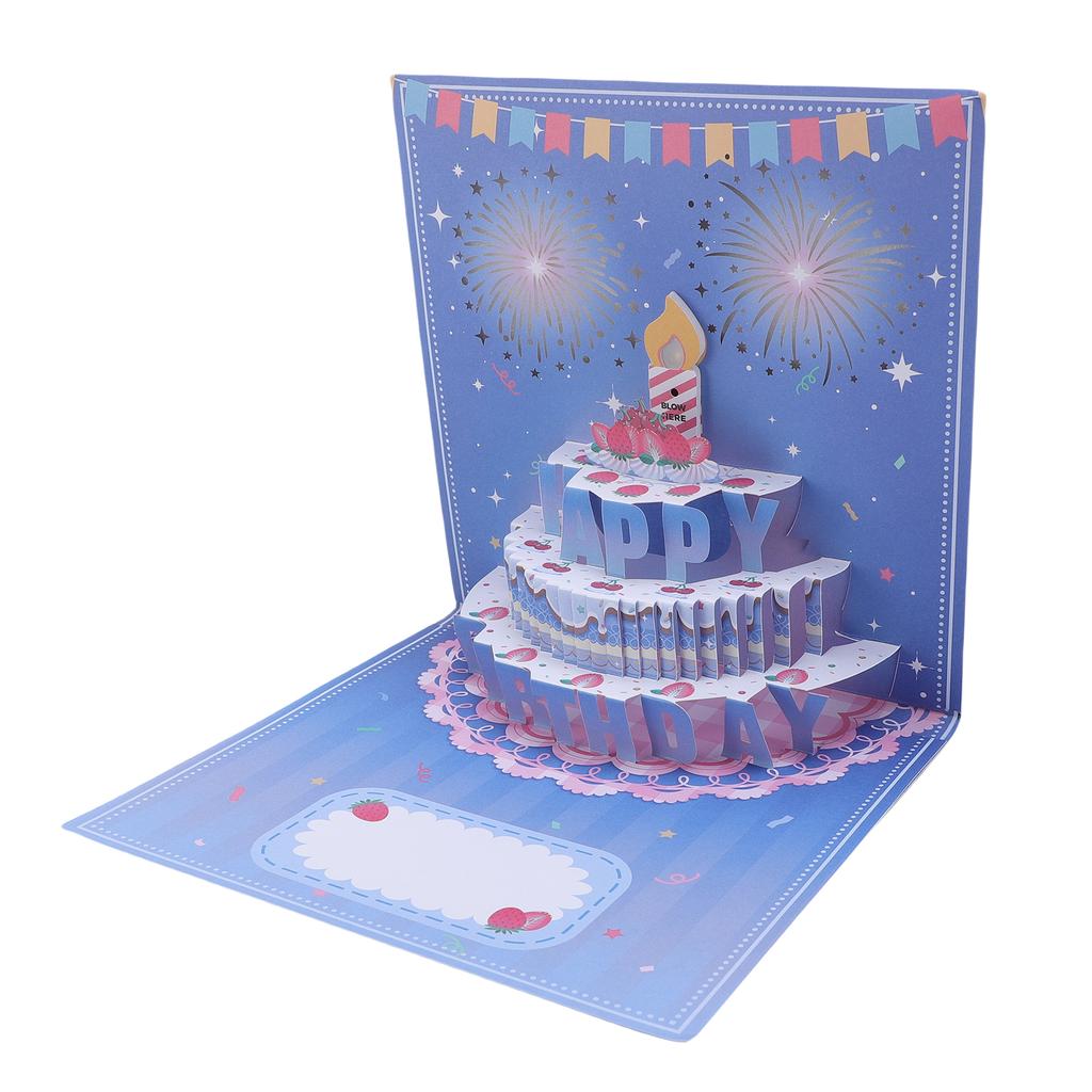 3D Pop Up Birthday Card Music LED Light Birthday Cake Firework Happy Birthday Greeting Card for Women Men Kids Wife Mom