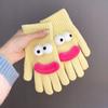 Забавные мультяшные вязаные перчатки, милые перчатки с большими глазами, теплые перчатки, зимние ребристые перчатки с сенсорным экраном для вождения, поездок на работу, езды на велосипеде, повседневных дел