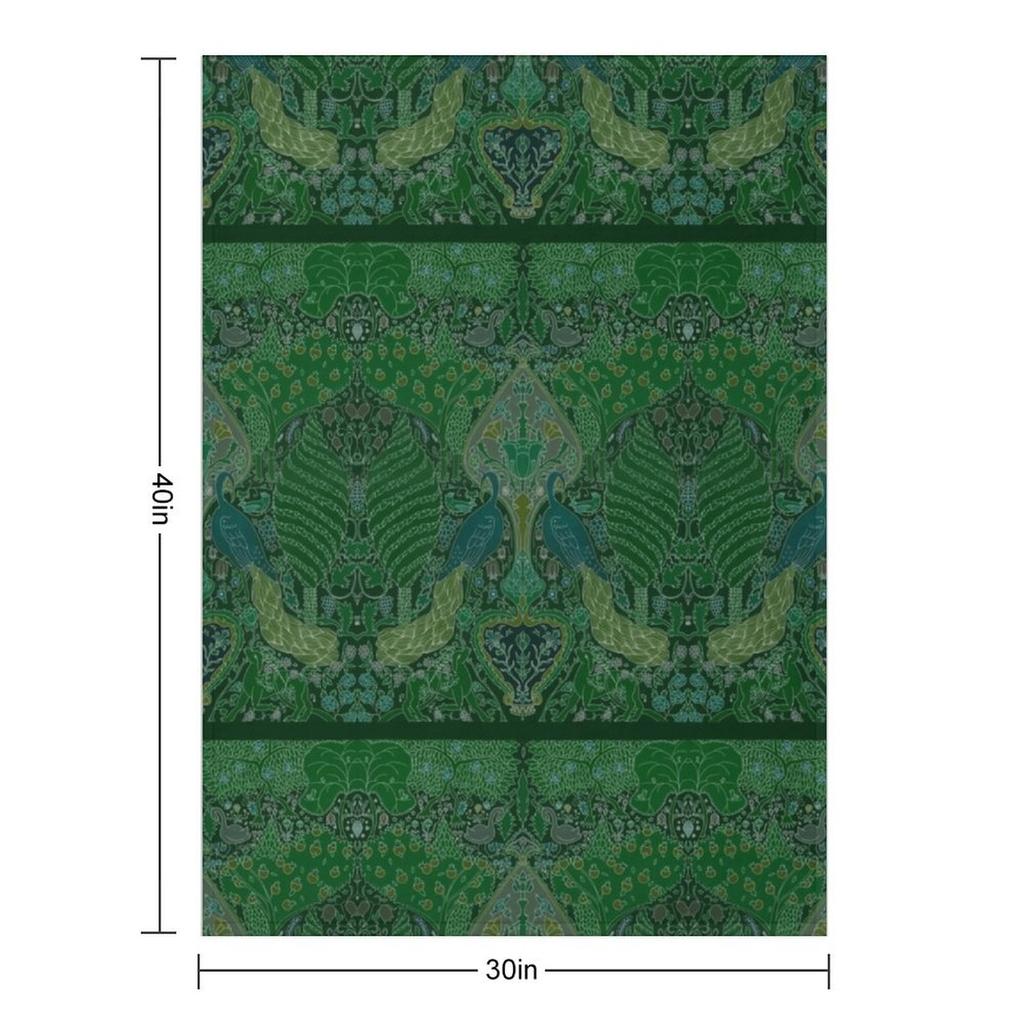 Peacock Art Deco/Art Nouveau in Arsenic Green Throw Blanket Bed Decorative Beds Plush for winter Blankets