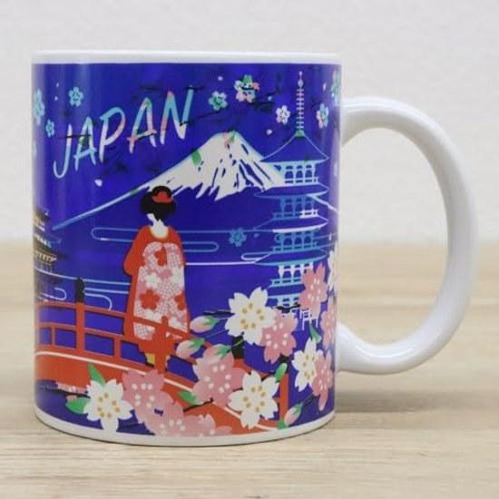 Made Japan color-changing mug Japanese scenery Mount Fuji Maiko cherry blossoms five-story pagoda temperature-sensitive souvenirs tradition tourism