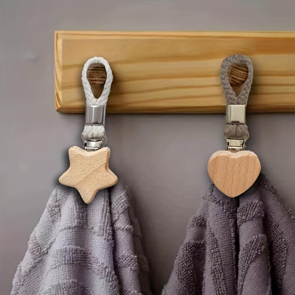 4PCS Heart Shape Towel Clamp Metal Clamp Hand Towel Hook Clothes Hanger  Closet