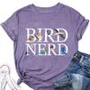 Новая летняя модная футболка с коротким рукавом Bird Nerd Tee с принтом, повседневный женский топ с круглым вырезом, пуловер