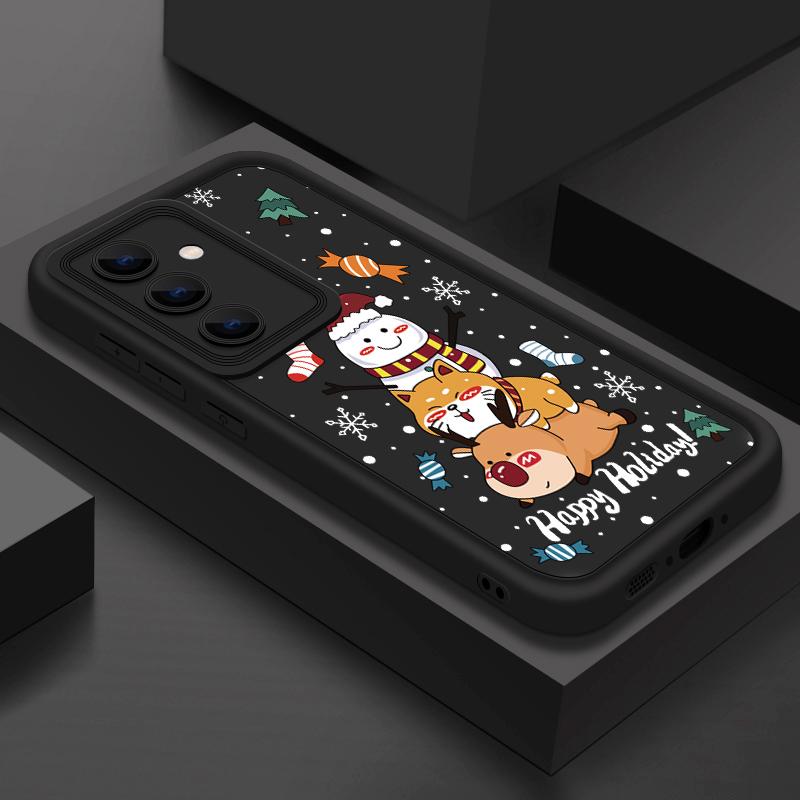 Чехол с рисунком оленя для Samsung S24 S23 S22 Ultra S21 Plus S20 FE A55 A35 A54 A53 A52 A34 A15 A14, противоударный мягкий чехол для телефона со снеговиком