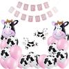 Cow Baby Birthday Banner Balloons Reusable Colorful Cow Party Decorations for Baby Shower