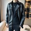 New Leather Jacket Men's Soil Medium Length Slim Fitting Leather Jacket Youth Autumn and Winter Clothing Thickened Plush Leather Windbreaker