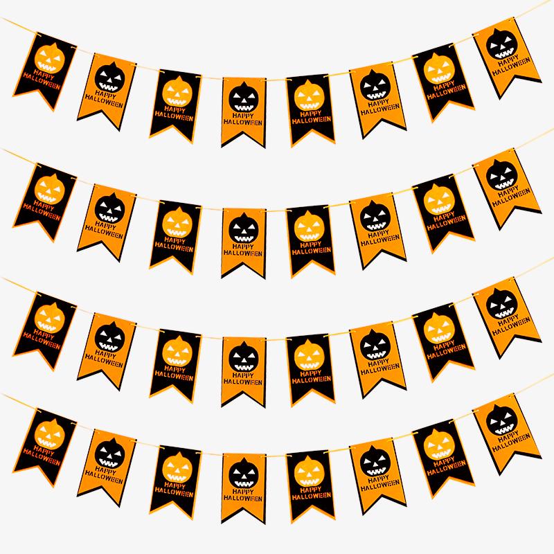 Halloween Pumpkin Lantern Hanging Flag Ornament for Bar or Door Decor Scene Props