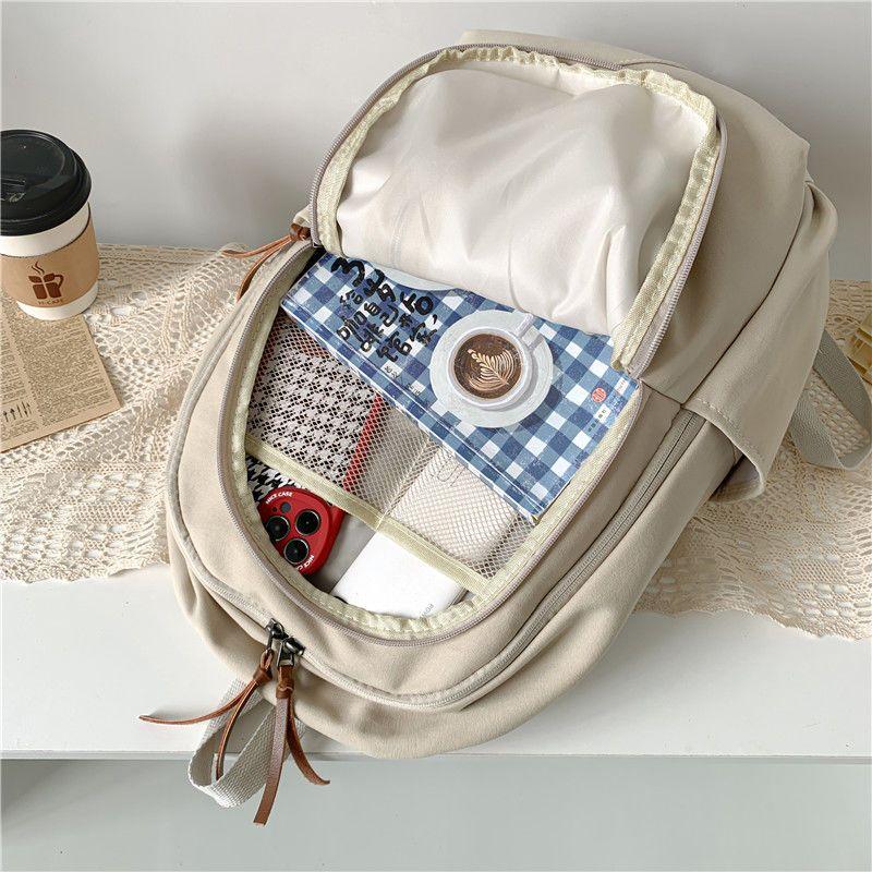 Женский рюкзак Ретро-рюкзак для школьников Женский однотонный школьный рюкзак большой вместимости Дорожный рюкзак Офисная компьютерная сумка
