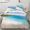 Комплект постельного белья Ocean Duvet Set King Size Polyester Tropic Ocean Style Sandy Shore and Sea with Waves Escape To Paradise Theme Set