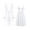 Women's Satin Deep V Push Up Padded Sleep Dress with Mesh Robe Lingerie Set