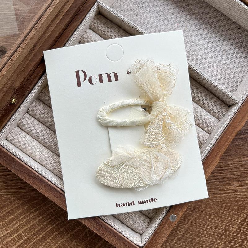 Детские милые кружевные заколки для волос, милые заколки для волос с бантиками, детские жемчужные вышитые цветы, боковая заколка, челка, сломанные заколки для волос