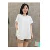 Beaded! Export Single for Women Summer Ice Cotton Round Neck Short Sleeve and Long Pattern Sanzhai Ruched Patchwork T-shirt Strong Push