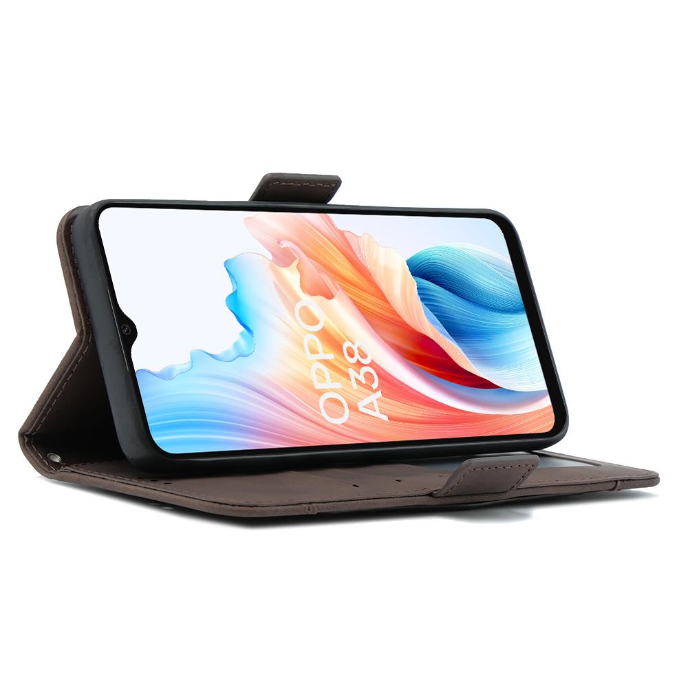 Flip Case for Oppo A38 / A18, Card Slot, Brown