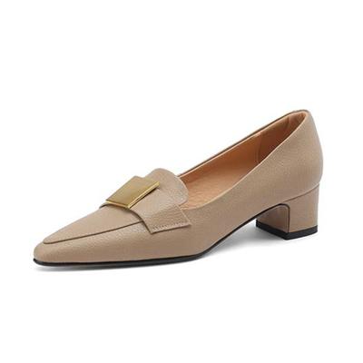 Krazing Pot из овечьей кожи, весенние туфли на толстом среднем каблуке с круглым носком, однотонные женские туфли-лодочки