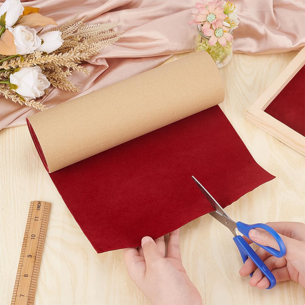BENECREAT 4 м рулон проклеенной бархатной ткани темно-красный бархат ширина ткани толщина 25 см велюровый самоклеящийся бархат флокированный подкладка для изготовления ювелирных изделий шкатулка