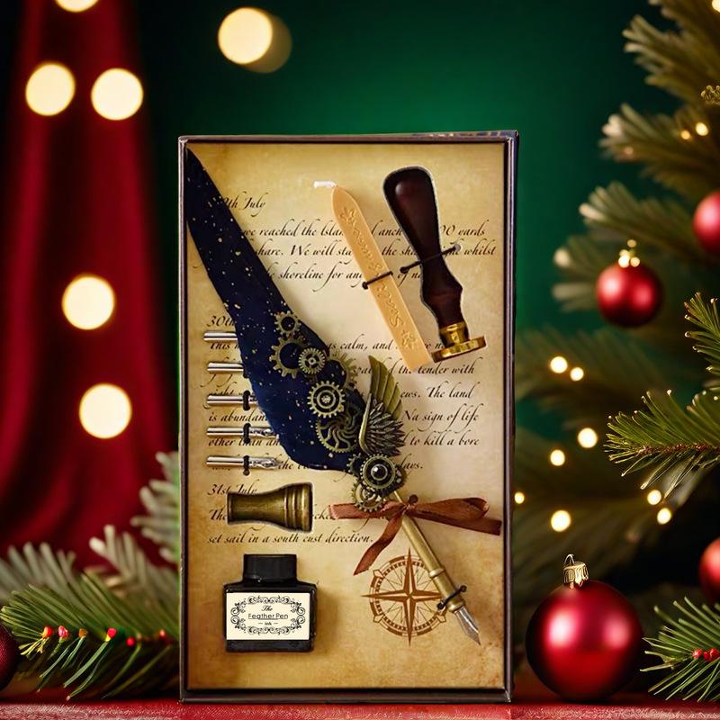 Набор перьевых ручек «Гарри Поттер» с золотым напылением - Ретро перо для письма с чернильницей в подарок