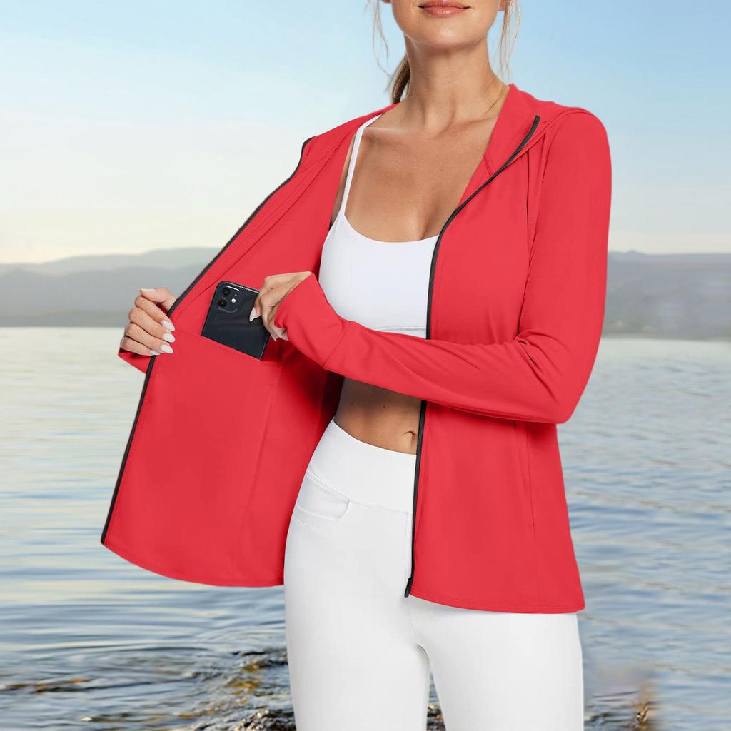 Женская рубашка от солнца Ice Silk Hoodie с длинным рукавом Outdoor Hiking Summer Coat