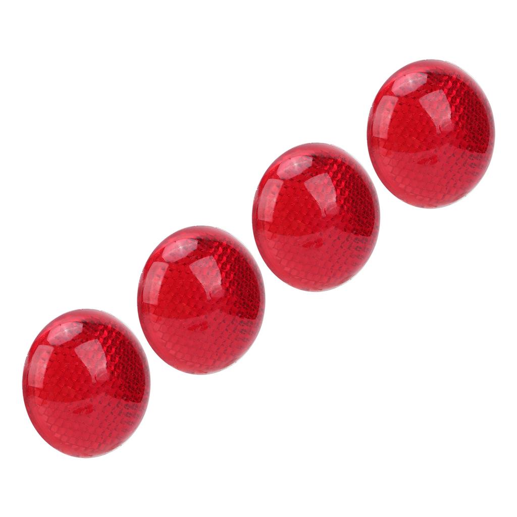 4PCS Red Reflector Round 3Dimensional ABS Decoration Protection Decal for Automobile Motorcycle