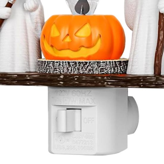 Halloween Ghost Night Light Plug-in Flickering Ghost Campfire Wall Light Wizard Ghost Nightlight for Kids Gift Halloween Party Decoration