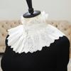Blouse False Collar Lace Pleated High Neck White Stand Faux