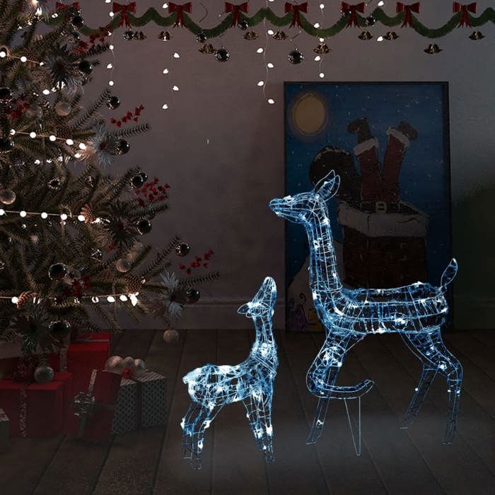 VidaXL Family of Reindeer Decoration Luminous Reindeer Christmas Decoration Garden Patio Backyard Outdoor Indoor 329790