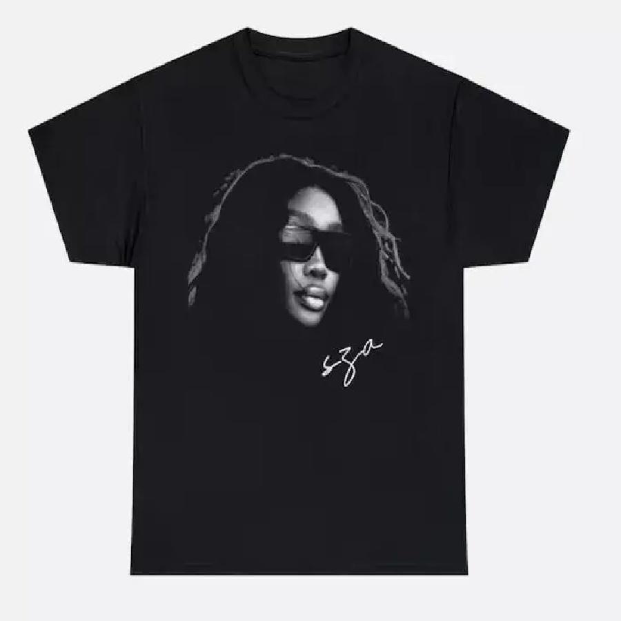 SZA Signature T-Shirt Short Sleeve Cotton Black for fan Graphic
