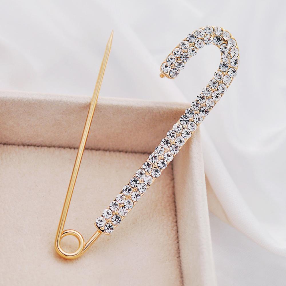 Большая безопасная булавка золотого цвета, джинсовая пряжка, роскошные хрустальные зажимы, шарф