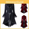 Women's Victorian Style Long Sleeve Coat Dress With Turn-down Collar And Button Opening Front