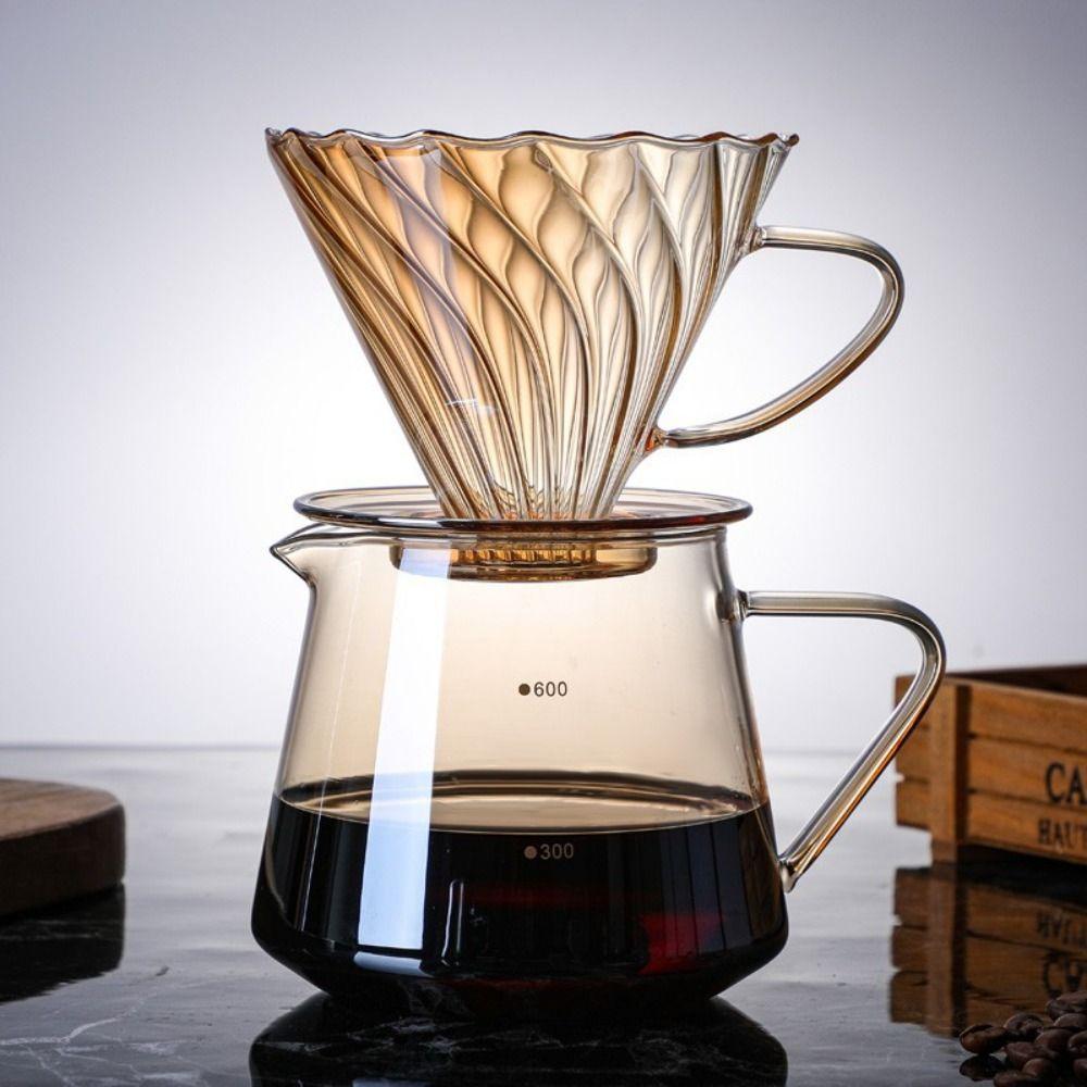 Glass Coffee Filter Pot 60 Degree Coffee Carafe Coffee Server V-shape Funnel  Pour Over Coffee