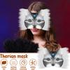 6pcs Paper Therian Masks White Cat Masks Blank DIY Halloween Mask Animal Half Facemasks Masquerade Cosplay Party Christmas Gifts