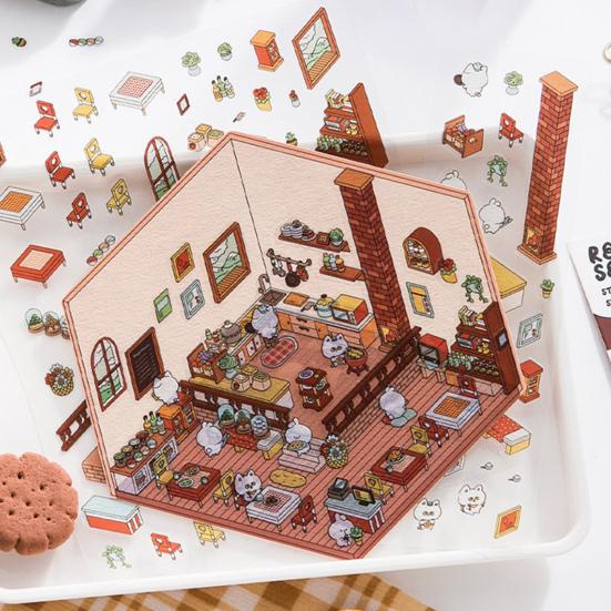 4 Sets DIY 3D House Stickers with Tweezer Make Your Own Mini