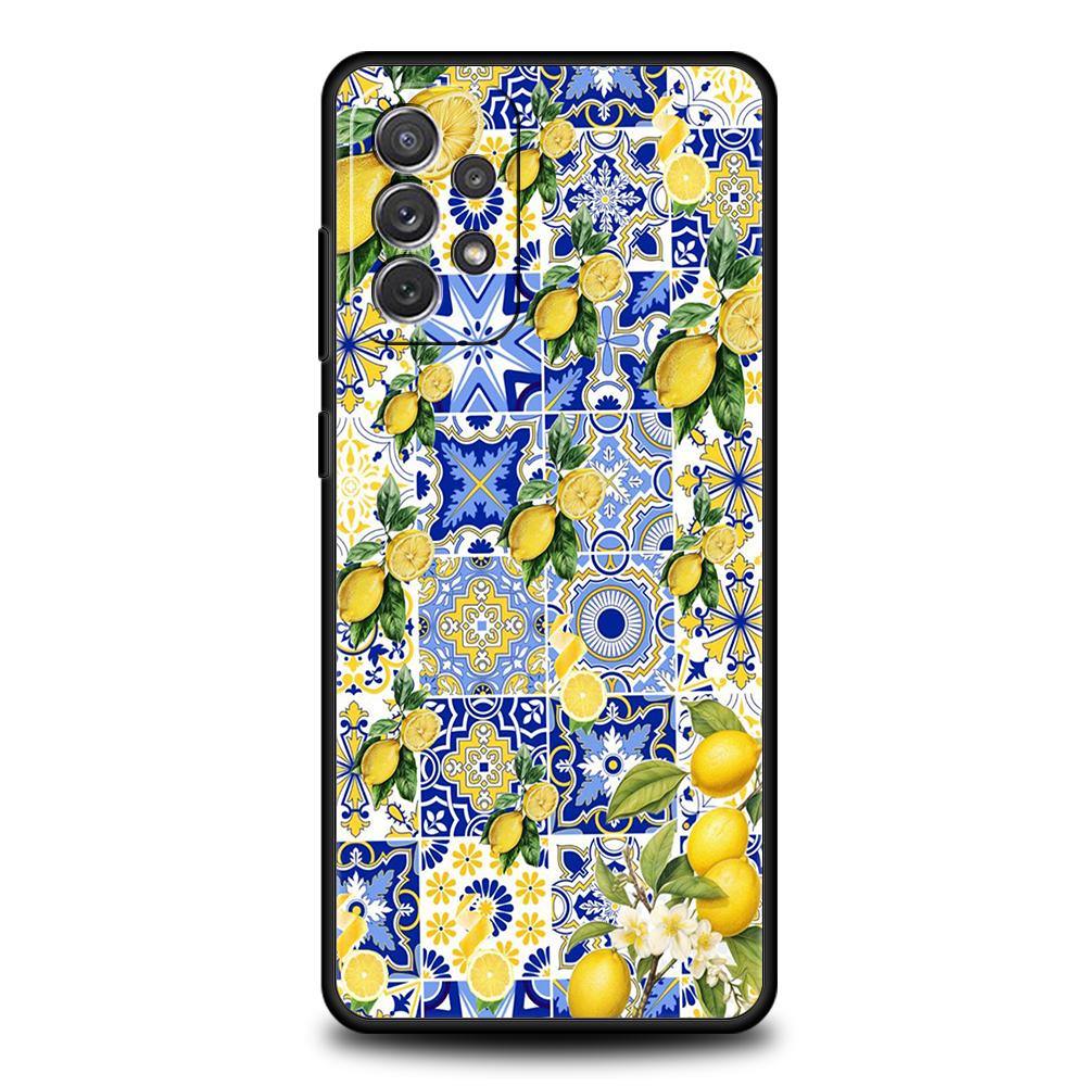Чехол для телефона Samsung Galaxy A55 A53 A52 A52S A51 A41 A35 A32 A25 A23 A15 A13 A71 A72 Мягкий ТПУ Свежие Летние Фрукты Лимон Вишня