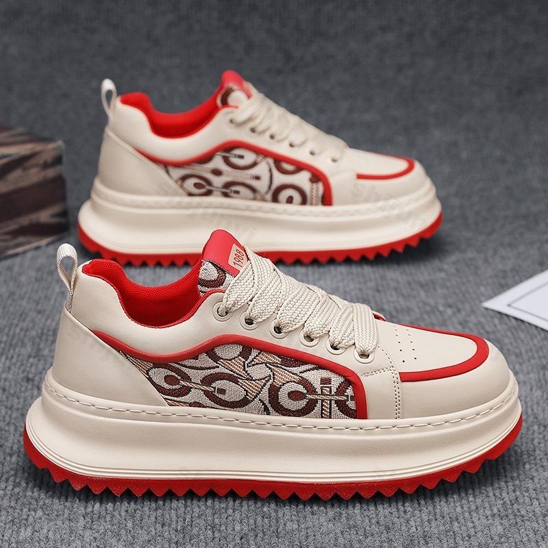 Мужские кроссовки дизайнерские кеды модные повседневные из микрофибры кожаная ткань дышащие с увеличением высоты подошвы для улицы на плоской платформе