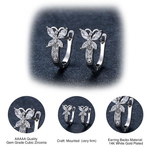 1 пара женских модных серег-кольцев с цирконием, маленькие серьги с пряжкой-бабочкой, подарки на свадьбу, помолвку и вечеринку