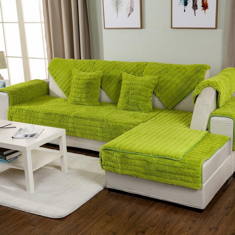 Современный простой и чистый цвет, противоскользящая подушка для дивана, чехол для дивана, зимний плюшевый утолщенный чехол для дивана